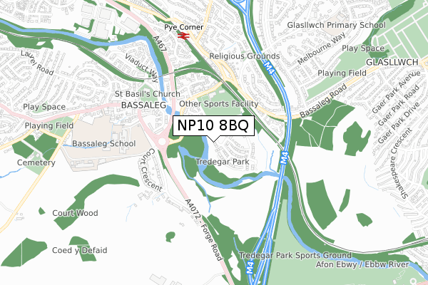 NP10 8BQ map - small scale - OS Open Zoomstack (Ordnance Survey)