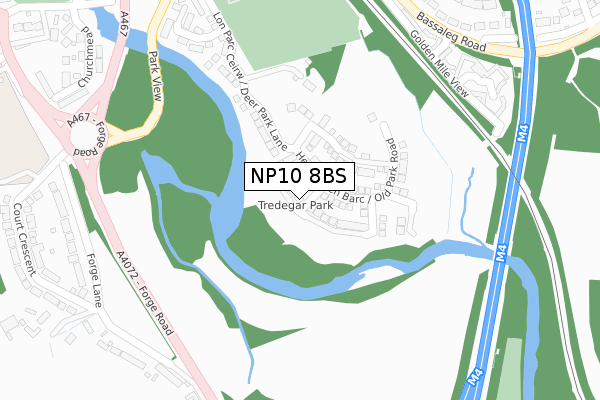 NP10 8BS map - large scale - OS Open Zoomstack (Ordnance Survey)