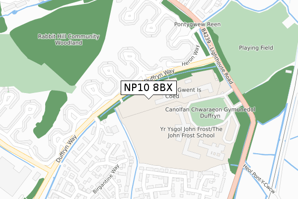 NP10 8BX map - large scale - OS Open Zoomstack (Ordnance Survey)