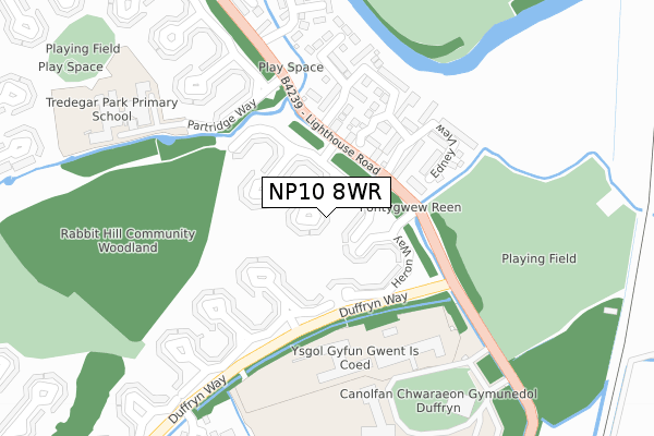 NP10 8WR map - large scale - OS Open Zoomstack (Ordnance Survey)