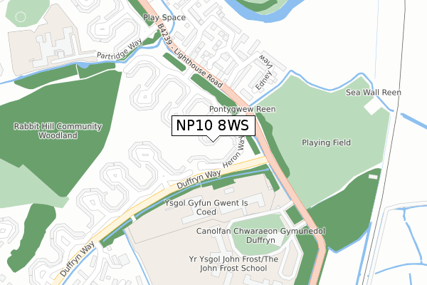 NP10 8WS map - large scale - OS Open Zoomstack (Ordnance Survey)