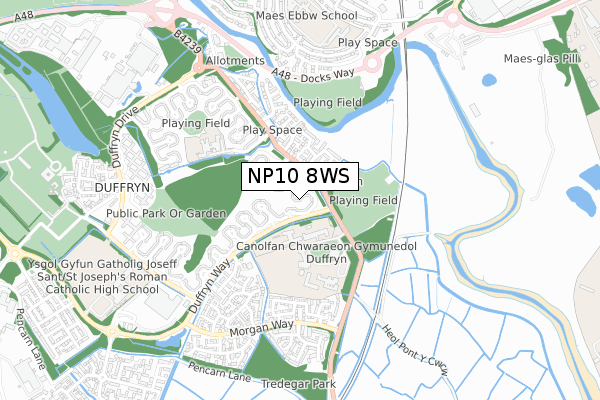 NP10 8WS map - small scale - OS Open Zoomstack (Ordnance Survey)