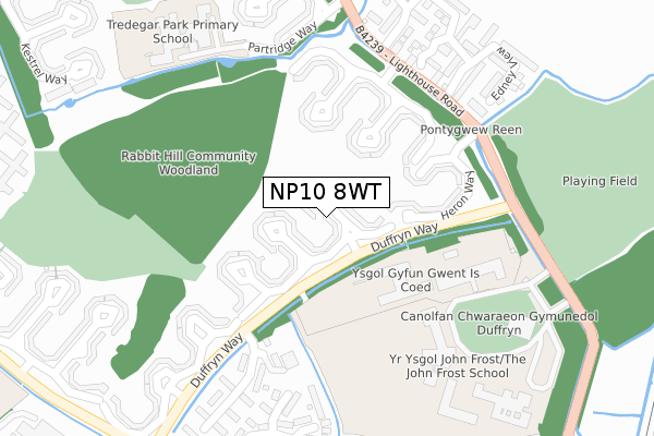 NP10 8WT map - large scale - OS Open Zoomstack (Ordnance Survey)