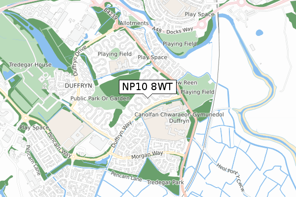 NP10 8WT map - small scale - OS Open Zoomstack (Ordnance Survey)