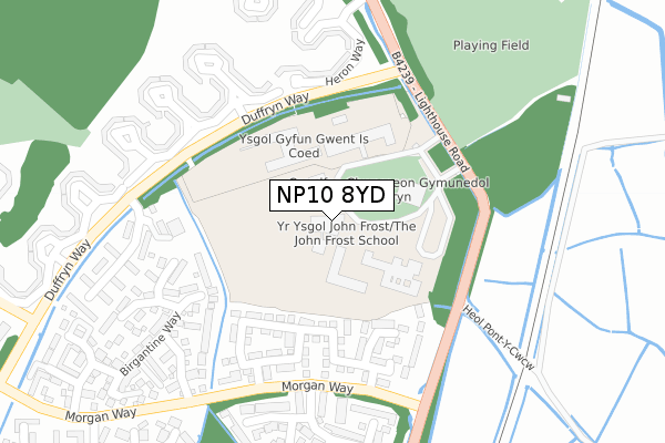 NP10 8YD map - large scale - OS Open Zoomstack (Ordnance Survey)