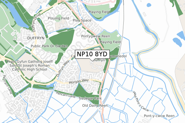 NP10 8YD map - small scale - OS Open Zoomstack (Ordnance Survey)