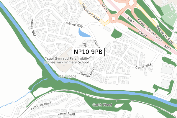 NP10 9PB map - large scale - OS Open Zoomstack (Ordnance Survey)