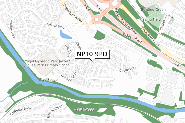NP10 9PD map - large scale - OS Open Zoomstack (Ordnance Survey)