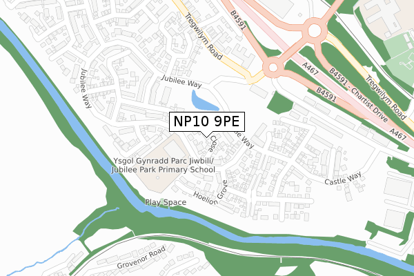 NP10 9PE map - large scale - OS Open Zoomstack (Ordnance Survey)