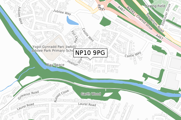 NP10 9PG map - large scale - OS Open Zoomstack (Ordnance Survey)