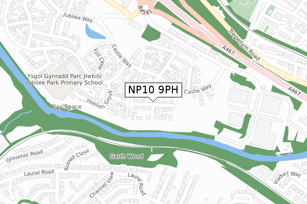 NP10 9PH map - large scale - OS Open Zoomstack (Ordnance Survey)