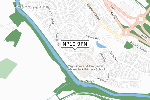 NP10 9PN map - large scale - OS Open Zoomstack (Ordnance Survey)