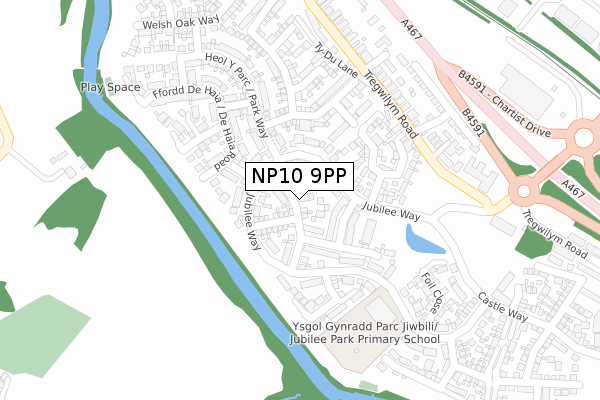 NP10 9PP map - large scale - OS Open Zoomstack (Ordnance Survey)