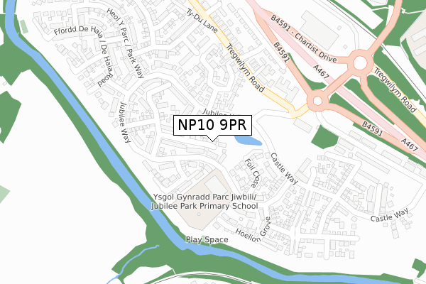 NP10 9PR map - large scale - OS Open Zoomstack (Ordnance Survey)