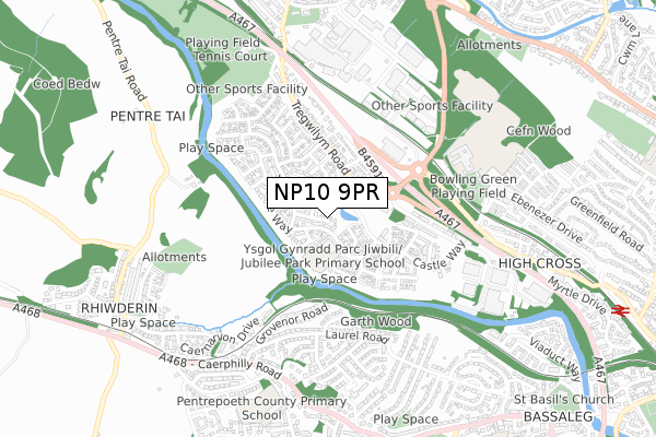 NP10 9PR map - small scale - OS Open Zoomstack (Ordnance Survey)