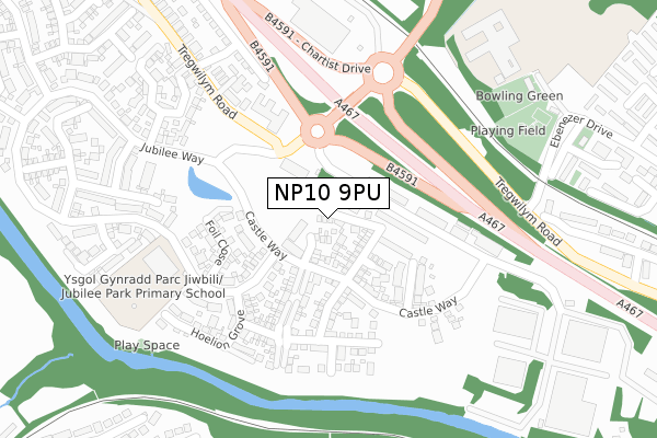 NP10 9PU map - large scale - OS Open Zoomstack (Ordnance Survey)