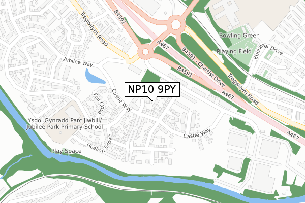 NP10 9PY map - large scale - OS Open Zoomstack (Ordnance Survey)