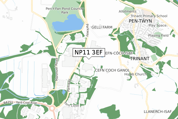 NP11 3EF map - small scale - OS Open Zoomstack (Ordnance Survey)