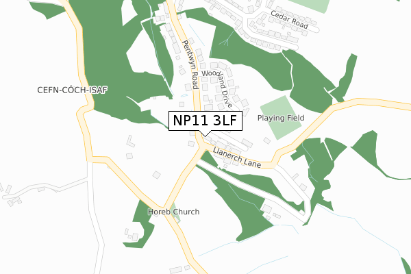 NP11 3LF map - large scale - OS Open Zoomstack (Ordnance Survey)
