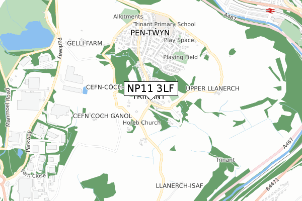 NP11 3LF map - small scale - OS Open Zoomstack (Ordnance Survey)