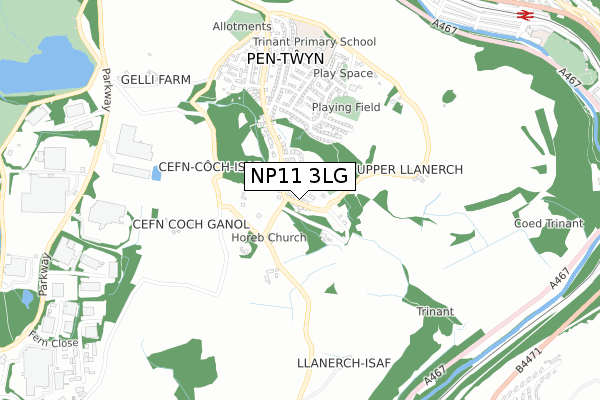 NP11 3LG map - small scale - OS Open Zoomstack (Ordnance Survey)