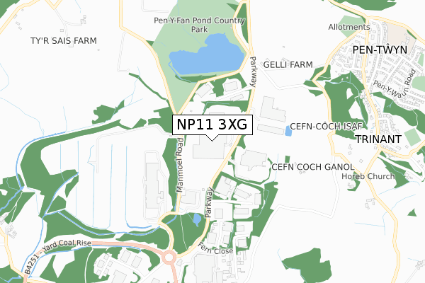 NP11 3XG map - small scale - OS Open Zoomstack (Ordnance Survey)
