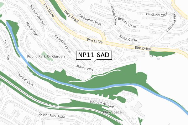 NP11 6AD map - large scale - OS Open Zoomstack (Ordnance Survey)