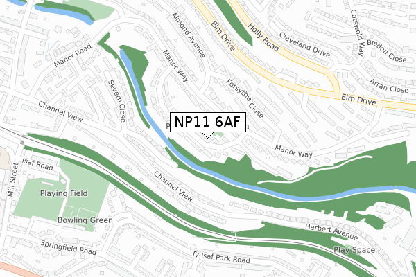 NP11 6AF map - large scale - OS Open Zoomstack (Ordnance Survey)