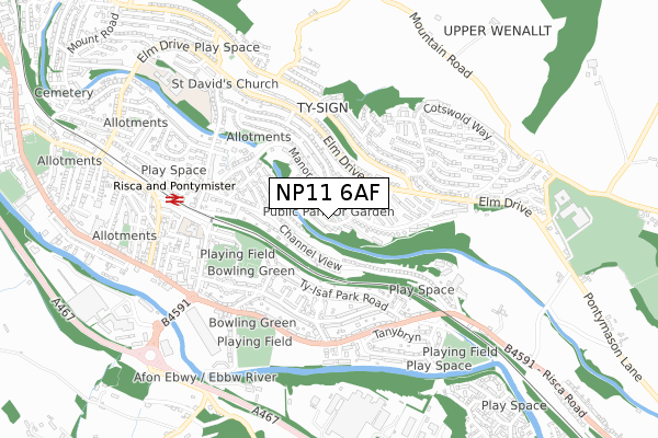 NP11 6AF map - small scale - OS Open Zoomstack (Ordnance Survey)