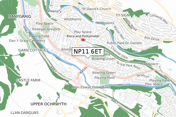 NP11 6ET map - small scale - OS Open Zoomstack (Ordnance Survey)