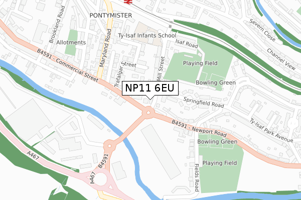 NP11 6EU map - large scale - OS Open Zoomstack (Ordnance Survey)