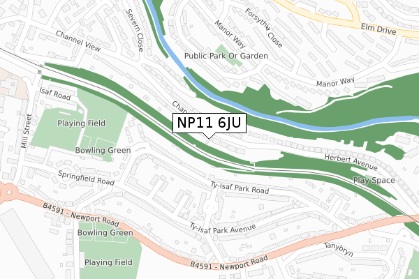 NP11 6JU map - large scale - OS Open Zoomstack (Ordnance Survey)