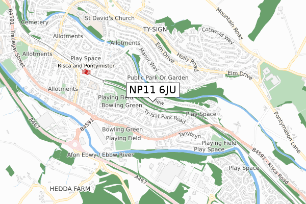 NP11 6JU map - small scale - OS Open Zoomstack (Ordnance Survey)