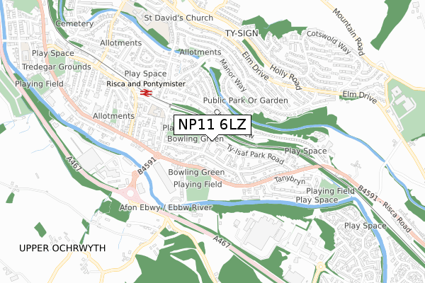 NP11 6LZ map - small scale - OS Open Zoomstack (Ordnance Survey)