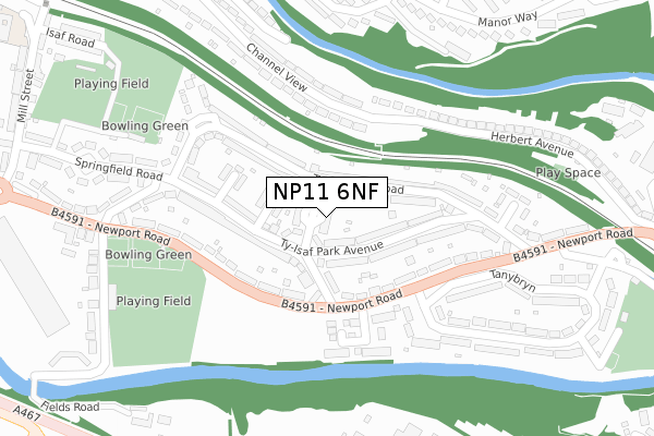 NP11 6NF map - large scale - OS Open Zoomstack (Ordnance Survey)