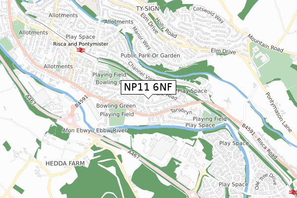 NP11 6NF map - small scale - OS Open Zoomstack (Ordnance Survey)