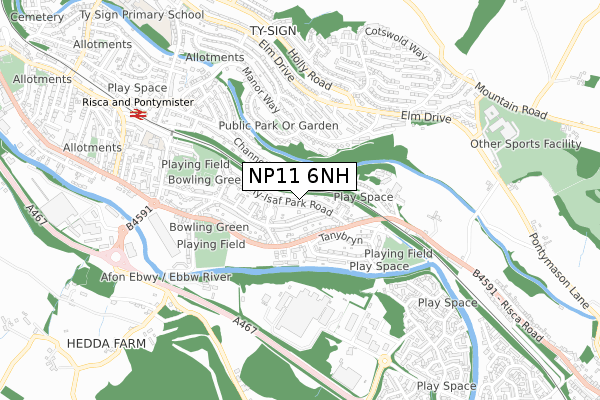 NP11 6NH map - small scale - OS Open Zoomstack (Ordnance Survey)