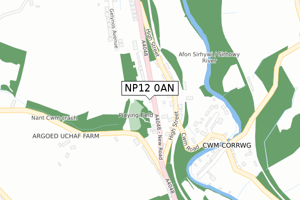 NP12 0AN map - large scale - OS Open Zoomstack (Ordnance Survey)