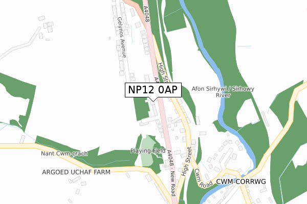 NP12 0AP map - large scale - OS Open Zoomstack (Ordnance Survey)