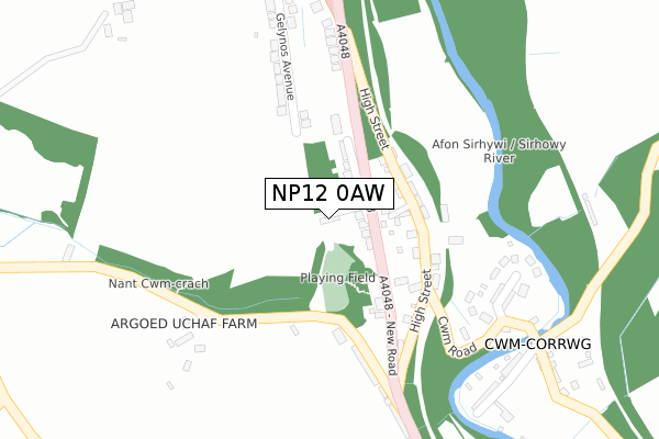 NP12 0AW map - large scale - OS Open Zoomstack (Ordnance Survey)