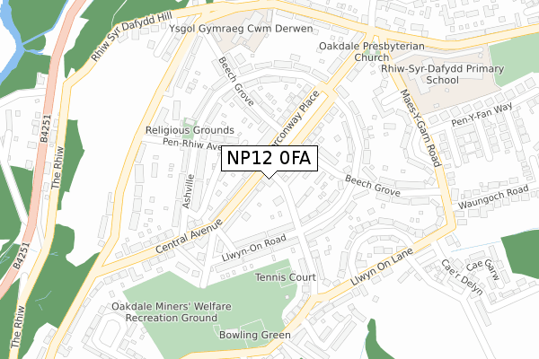 NP12 0FA map - large scale - OS Open Zoomstack (Ordnance Survey)