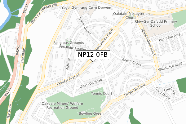 NP12 0FB map - large scale - OS Open Zoomstack (Ordnance Survey)
