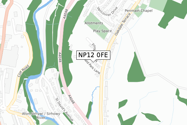 NP12 0FE map - large scale - OS Open Zoomstack (Ordnance Survey)