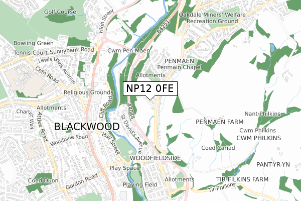 NP12 0FE map - small scale - OS Open Zoomstack (Ordnance Survey)
