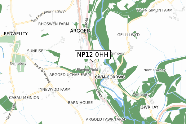 NP12 0HH map - small scale - OS Open Zoomstack (Ordnance Survey)
