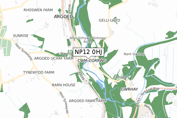 NP12 0HJ map - small scale - OS Open Zoomstack (Ordnance Survey)