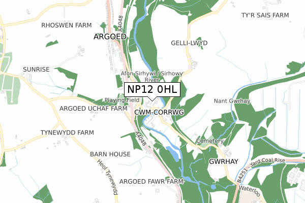 NP12 0HL map - small scale - OS Open Zoomstack (Ordnance Survey)