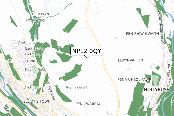 NP12 0QY map - small scale - OS Open Zoomstack (Ordnance Survey)