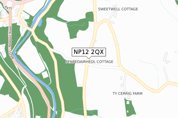 NP12 2QX map - large scale - OS Open Zoomstack (Ordnance Survey)