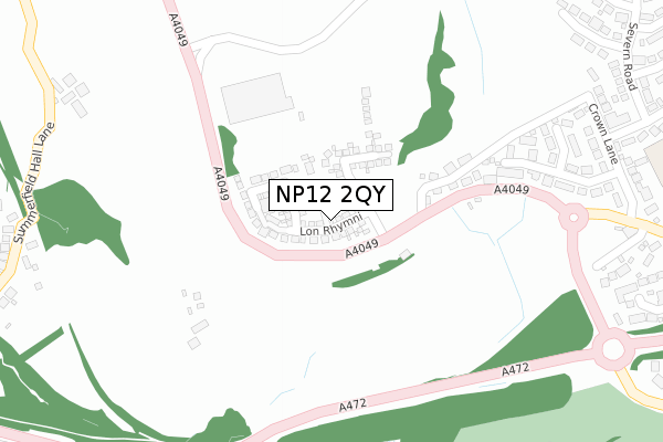 NP12 2QY map - large scale - OS Open Zoomstack (Ordnance Survey)
